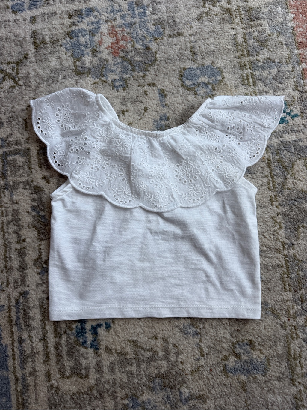 Mayoral White Eyelet Ruffle Neck Toddler Girls Top 3t Never Worn